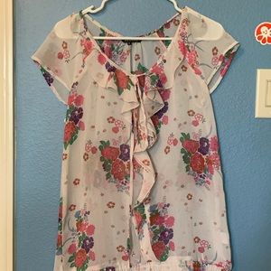 White And pink sheer blouse